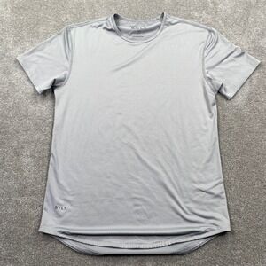 BYLT Premium Basics Mens S Grey Short Sleeve Drop Cut Curved Hem Active Shirt